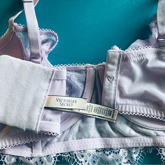 X2 Victoria Secret Bras 34DD Push Up Without Padding Purple/Grey Dream Angels - Picture 4 of 9